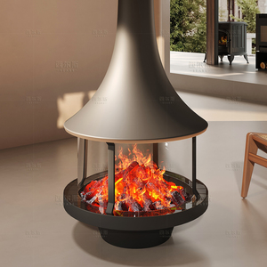 Caminetto Sospeso <span class=keywords><strong>a</strong></span> <span class=keywords><strong>Legna</strong></span> per Interni, <span class=keywords><strong>Stufa</strong></span> Riscaldante con Camino, Caminetto Senza Fumo <span class=keywords><strong>a</strong></span> Fiamma Aperta, Riscaldatori di Lusso di Design - Product Image 2