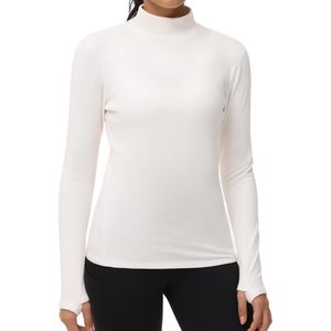 FOXA Camiseta térmica de manga larga con cuello simulado para mujer, con orificio para el pulgar, ropa interior de forro polar suave - Product Image 2