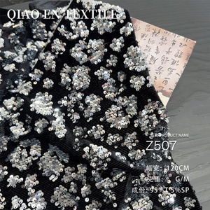Ánh Sáng Sang Trọng 120gsm Dệt Kim Đồng Bằng Vải Cotton Nặng Thủ Công Nhung Sequin Thêu Thoáng Khí Cho Boys' Tops Qipao Dresses - Product Image 1