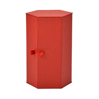 Emballage cadeau unique personnalisé boîte cadeau tiroir de rangement cylindrique hexagonale rouge à trois couches avec couvercle