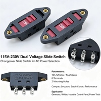 Commutateur de sélection de tension DPDT 6 broches, interrupteur de commutation de tension avec oreilles de montage pour Glocks en métal