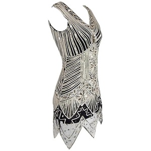 1920s Retro Beaded <b>Sequined</b> Sleeveless <b>Skirt</b> V-neck Empire Waist Sheath Vintage Evening Gown Adult Women <b>Plus</b> <b>Size</b> XS-4XL - Product Image 4