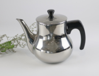 Vente en gros LFGB Poli miroir Poignée ergonomique Théière en satin à double paroi Cafetière Théière en acier inoxydable