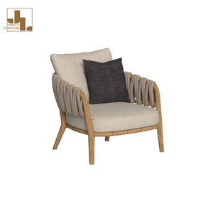 Juego de sofá de <span class=keywords><strong>teca</strong></span> para exteriores de Villa de estilo nórdico, sofá al aire libre de tela impermeable para Hotel, jardín, Patio, muebles - Product Image 6