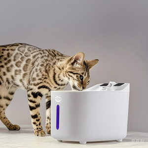 Fontaine à eau sans fil écologique pour <span class=keywords><strong>chat</strong></span> <span class=keywords><strong>et</strong></span> chien avec capteur de mouvement 2,2 L Distributeur automatique sans fil rechargeable pour animaux de compagnie - Product Image 1