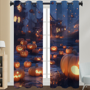 Cortina de ventana para el hogar, cortinas de sublimación de terror, cortina opaca de diseño de Halloween impresa en 3D - Product Image 6