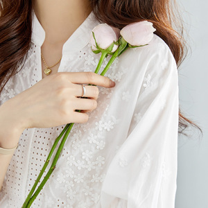 Camisa de Algodón con Bordado Francés para Mujer, Manga Corta, Verano 2026, Hermosa Camiseta Juvenil, Top Chic - Product Image 4