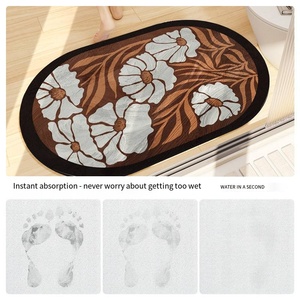 Tapis <span class=keywords><strong>de</strong></span> bain en diatomite à motif floral - Texture absorbante et antidérapante pour <span class=keywords><strong>les</strong></span> toilettes, l'entrée <span class=keywords><strong>de</strong></span> <span class=keywords><strong>la</strong></span> salle <span class=keywords><strong>de</strong></span> bain et l'entrée - Product Image 6