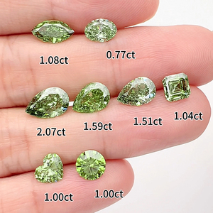 Diamante Verde Suelto Certificado por IGI, HPHT CVD VVS VS, Forma de Pera, Marquesa, Asscher, Redondo, Corazón, Ovalado, Diamante Cultivado en Laboratorio - Product Image 1