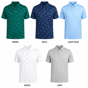 Camiseta de Polo de Golf con Estampado de Trébol Personalizada para Hombre, Ropa de Golf Elástica que Absorbe la Humedad, Fabricante de Marca Privada OEM ODM - Product Image 2
