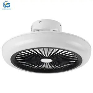 749A 20 inch small modern bladeless ceiling fan with led light remote control flush mount living room bedroom children invisible