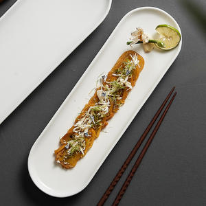 จานเซรามิครูปทรงสี่เหลี่ยมผืนผ้าสำหรับเสิร์ฟซูชิ เค้ก แฮมเบอร์เกอร์ สเต็ก ของหวาน พาสต้า ซาซิมิ สลัด ถาดเสิร์ฟอาหาร จานโชว์อาหาร ภาชนะสำหรับร้านอาหาร ภาชนะสำหรับมื้อค่ำ - Product Image 4