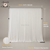 Rideau de fond de scène ANNIELU blanc en spandex 2 voies 10x10 pieds pré-cousu pour mariages, cérémonies et événements