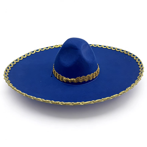 Sombrero de Ala Ancha Negro de Felpa Estilo Mexicano para Adultos, Sombrero de Fiesta, Protección Solar para Otoño e Invierno - Product Image 4