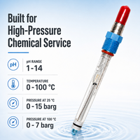 Électrode pH pour acide fluorhydrique ACpH4262 120mm 1-14 pH 100°C 15 bars Connecteur VP Sonde en verre PT1000 ATC Précise pour acide fluorhydrique R