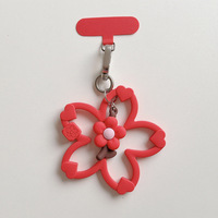 Cordon de téléphone universel avec pendentif fleur mignon, cordon de fixation pour appareil photo, chaîne durable mains libres, dragonne anti-perte en forme de cœur