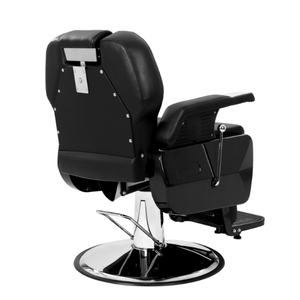 Chaise de barbier en cuir noir inclinable avec pompe hydraulique robuste, équipement de salon de beauté pour hommes - Product Image 6