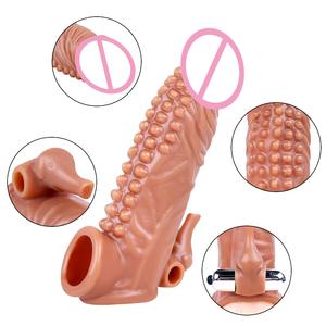 Hochwertige fern gesteuerte Sexspielzeug für Männer Silikon männlich Penis Extender Vibrierender Penis Wieder verwendbare Tpe Dildos Kondom - Product Image 6
