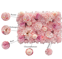 Dinding Bunga Artifisial Pernikahan Mawar Peony Hydrangea Sutra Buatan Tangan Gaya Modern Ramah Lingkungan Tahan Lama Latar Belakang