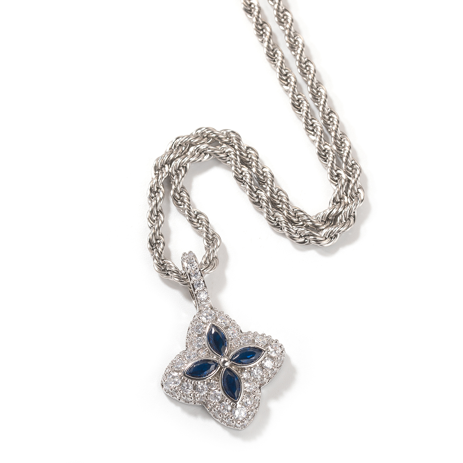 Silver+Sapphire Blue CZ
