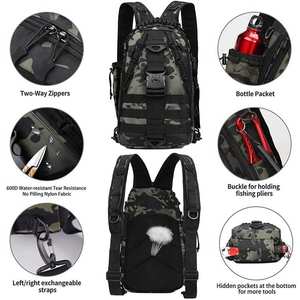 Sac à dos tactique multifonctionnel imperméable de grande capacité pour homme, sac de pêche à la mouche avec porte-canne - boîte à pêche - Product Image 4