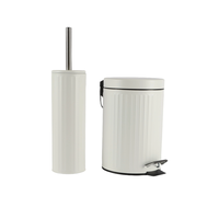 Conteneur à déchets rond couvercle en métal poubelle alimentaire pédale salle de bain poubelle debout brosse de toilette blanc