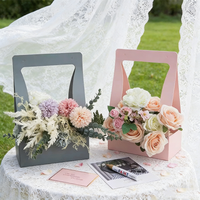 Boîte cadeau en carton blanc en forme de cœur, avec poignée longue, pour arrangements floraux frais, emballage de fêtes, thème amour