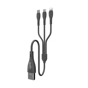 Grundlagen USB 2.4A Mietubl weit kompatibles universelles 3-in-1-Kabel-Polymer-Weichmaterial mit hohem PVC-Material 1,2 m für Marken qualität