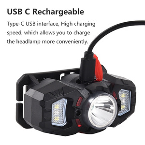 Slimme Bewegingssensor Koplamp Plastic 1200Mah Batterij Usb C Koplamp Xpg Cob <span class=keywords><strong>Led</strong></span> Outdoor Koplamp Wit Rood Licht Koplamp - Product Image 2