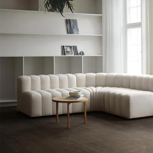 Canapé modulaire sectionnel blanc de style nordique pour salon, ensemble de canapés modernes italiens en bouclette pour la maison - Product Image 6