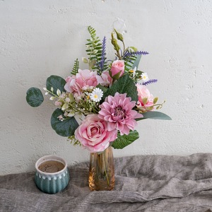 Bouquet de dahlias artificiels Xinghe Luqi, fleurs en plastique rose, décoration d'intérieur, accessoires de photographie CF02038 - Product Image 1