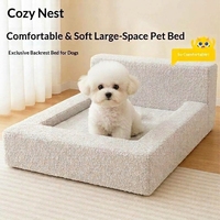 Lit pour chien moderne 100% coton confortable, coussin en tissu, meubles de salon, amovible, lavable, portable, canapé-lit pour chien et chat