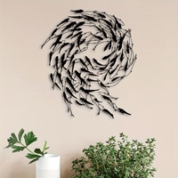 Décoration murale en métal Art Déco, motif poisson, 13,7x15,7 pouces, sculpture moderne pour maison de bord de mer, thèmes animaliers Journée de la Terre