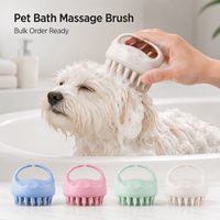 Brosse de bain pour animaux de compagnie en silicone souple, brosse de toilettage ergonomique pour chats et chiens, logo personnalisé, fournitures de nettoyage pour animaux de compagnie
