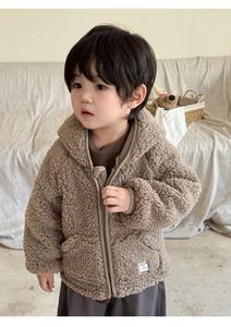 2025 automne et hiver nouveau chaud <span class=keywords><strong>Teddy</strong></span> fourrure pointu chapeau en peluche <span class=keywords><strong>veste</strong></span> pour enfants, élégant et mignon bébé garçon fille fermeture éclair Cardigan - Product Image 6