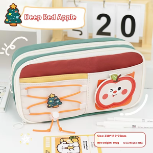 Trousse à crayons personnalisée <span class=keywords><strong>Apple</strong></span> pour l'école Trousse à crayons multicouche avec cordon de serrage Trousse à crayons personnalisable au design d'animaux kawaii mignons - Product Image 4