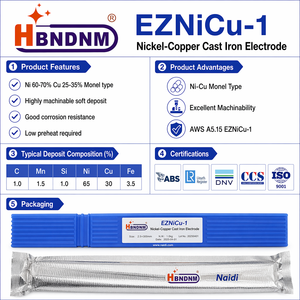 Électrode de soudage AWS A5.15 EZNiCu-1 Monel Core pour fonte grise Z508 pour la réparation de la fonte grise 2,5 mm 3,2 mm 4,0 mm - Product Image 2