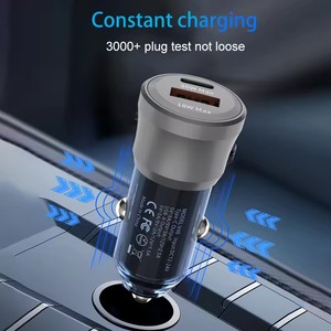 Nouvel adaptateur de <span class=keywords><strong>chargeur</strong></span> de voiture transparent PD18W QC3.0 30W à charge rapide, allume-cigare 48W Type C - Product Image 2