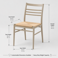 Chaise de salle à manger moderne avec dossier en échelle et assise tressée sans accoudoirs pour cuisine, café, restaurant