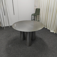 Table à manger en acier inoxydable brossé sur mesure, anti-traces de doigts, mobilier métallique pour cuisine et salle à manger