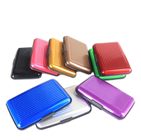 Protecteur de cartes de crédit en aluminium mince avec blocage RFID Etui pour cartes de visite en aluminium Porte-monnaie de voyage en métal avec 6 fentes