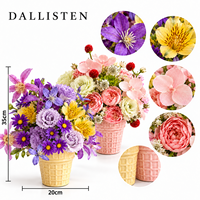 Dallisten – Arrangement de pivoines et orchidées artificielles en gros, pot en céramique rose, centre de table en fausses fleurs pour la décoration de la maison, de mariages et d'anniversaires