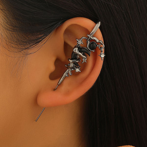En gros, Boucles d'oreilles manchette serpent enveloppant style sombre, Boucles d'oreilles clous piercing punk exagérées, Bijoux d'oreille pendantes serpent vintage - Product Image 6