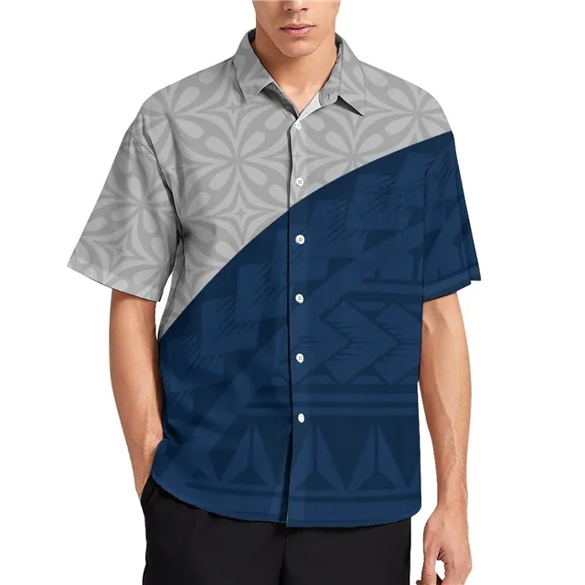 Envío gratuito Camisa Hawaiana de alta calidad Hombres Ropa Polinesia Diseños de tatuaje samoano Camisas negras Camisas formales