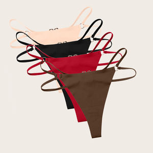 String en soie glacée en stock, grande taille, vente en gros, sexy, dos nu, anneau métallique en forme de cœur, culottes pour femmes, string, <span class=keywords><strong>tanga</strong></span>, sous-vêtements - Product Image 2