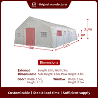 Grande tente médicale gonflable, abri de campagne, structure de secours pour soins de santé, blanche, imperméable, à structure pneumatique.