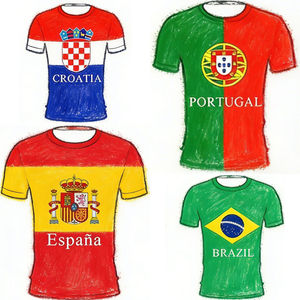 2026年世界杯足球球衣复古设计男女通用圆领短袖定制徽标OEM服务透气 - Product Image 1