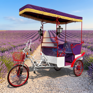 XCEGO Limousine Indian Rickshaw Pedal Tricycle Outdoor Business 3 <b>Wheel</b> Taxi Cheap 5/6 Persons Soft Leather Seat Passenger - Product Image 1