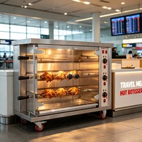 Machine à rôtir les poulets à 9 broches, four à gaz commercial, capacité de 45 poulets, à vendre