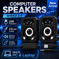 Haut-parleurs d'ordinateur 2.0 canaux, alimentés par USB, son stéréo filaire pour PC portable